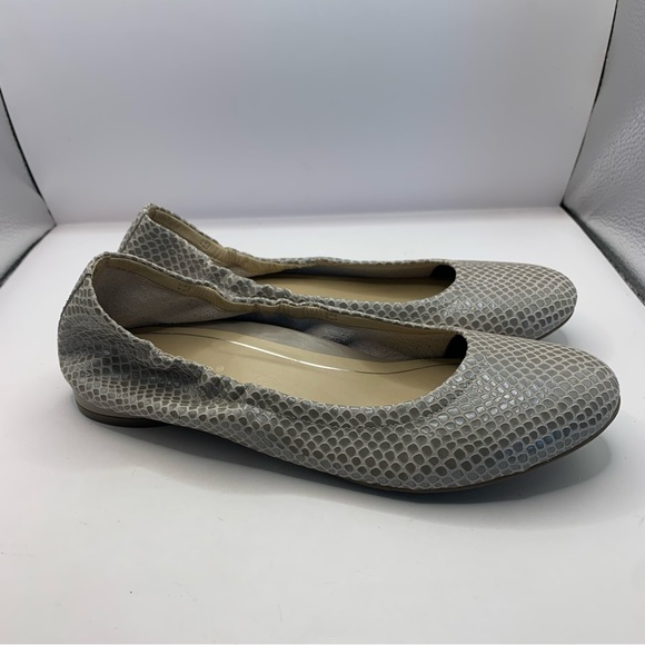 Vionic Womens Leather Ballet Flats - Alexa metallic silver Lizard embossed sz 7 - Picture 4 of 9